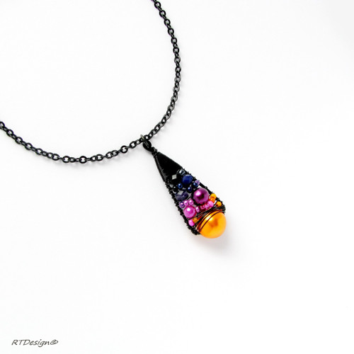 Náušnice Black Treasure Orange & Purple — foto 6