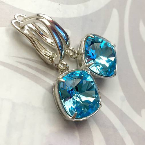 Strieborné náušnice so Swarovski kryštálom — foto 2