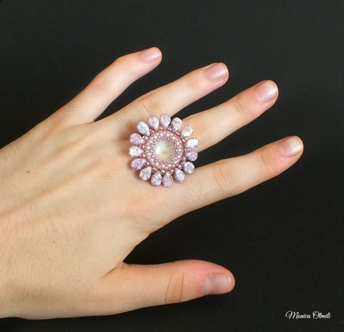Vesna - šitý prsten, Swarovski — foto 2
