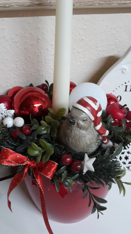 Vanoční svícen s vrabčákem — foto 3
