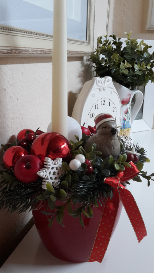 Vanoční svícen s vrabčákem — foto 4