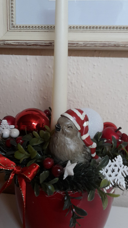 Vanoční svícen s vrabčákem — foto 6