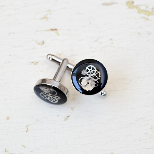 Černé Manžetové Knoflíčky -Steampunk — foto 3