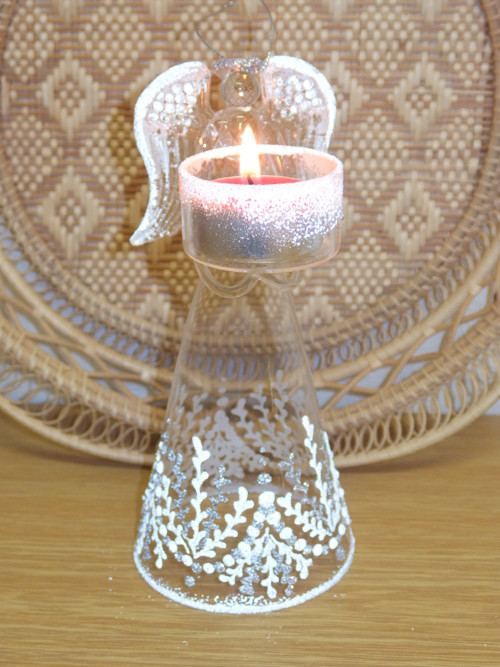 Anděl malovaný- bílo stříbrný. — foto 3