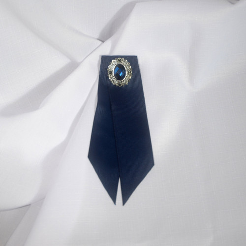 Jednoduchá tmavě modrá bow brooch — foto 2