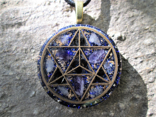 Org. šperk ,, Merkaba meditace " s ametysty — foto 2