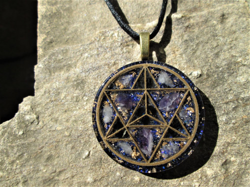 Org. šperk ,, Merkaba meditace " s ametysty — foto 4