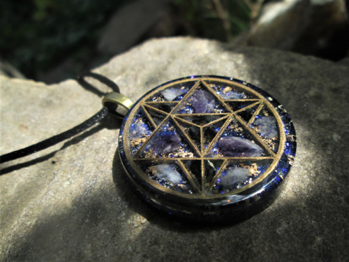 Org. šperk ,, Merkaba meditace " s ametysty — foto 5