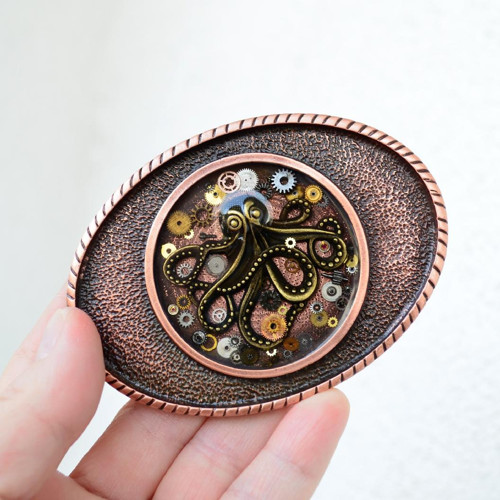 Opasková steampunková spona,černá,oválná,steampunk — foto 4