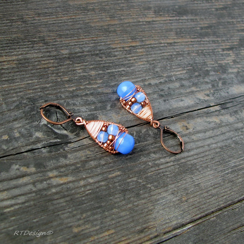 Náušnice Blue & Copper — foto 2