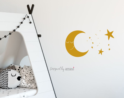 Nálepka - Smiley Moon, sada s hvězdami, více barev — foto 3