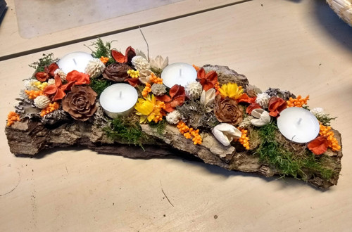 Adventní svícen na kůře — foto 3