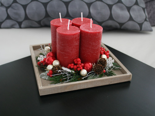 Adventní svícen do červena malý — foto 2