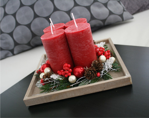 Adventní svícen do červena malý — foto 3