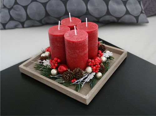 Adventní svícen do červena malý — foto 4