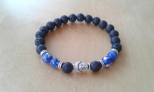 Buddha náramek láva + regalit (jaspis) — foto 2
