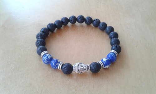 Buddha náramek láva + regalit (jaspis) — foto 3