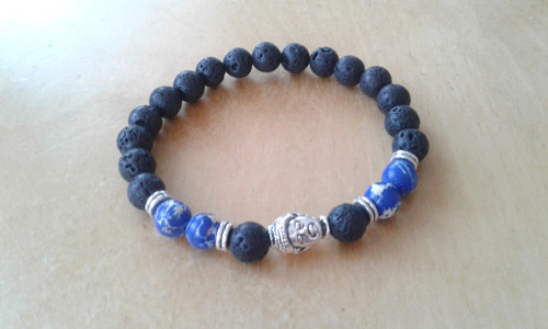 Buddha náramek láva + regalit (jaspis) — foto 4