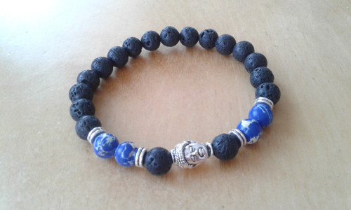 Buddha náramek láva + regalit (jaspis) — foto 5