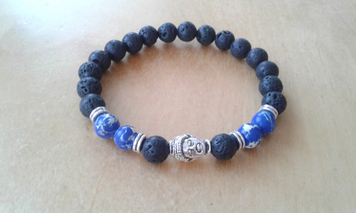 Buddha náramek láva + regalit (jaspis) — foto 6