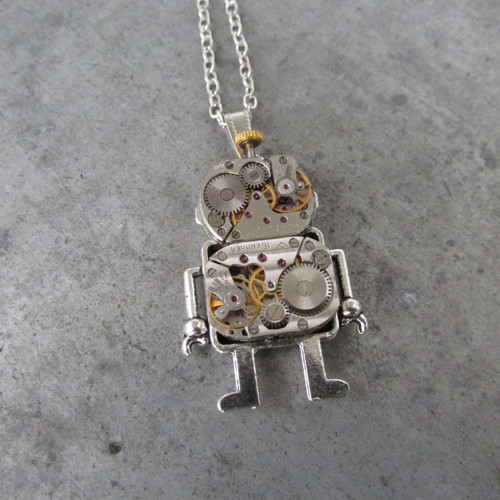 Robot s anténkou, Steampunkový náhrdelník, Android — foto 3