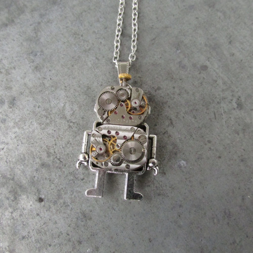 Robot s anténkou, Steampunkový náhrdelník, Android — foto 6