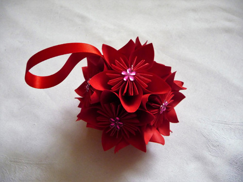 Vánoční origami koule-červená — foto 2