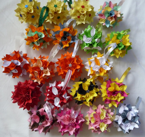 Vánoční origami koule-červená — foto 3