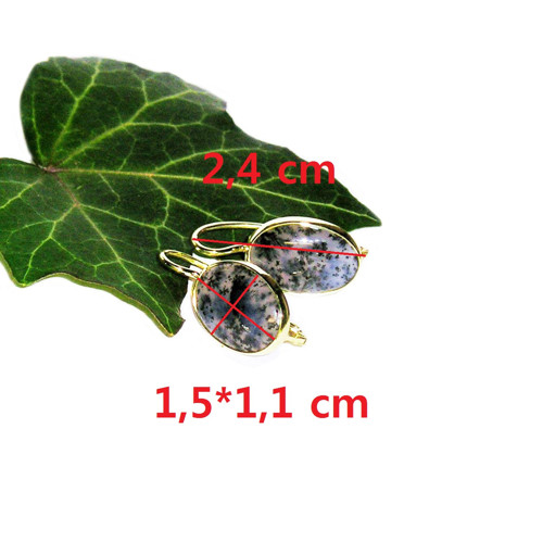 ZLATÉ náušnice dendritický OPÁL 15*11 — foto 4
