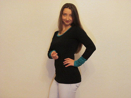Bavlněné triko *černo-tyrkysová* — foto 2