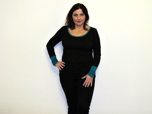Bavlněné triko *černo-tyrkysová* — foto 3