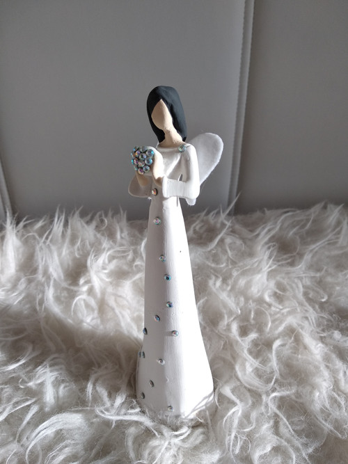 Anděl 17,5 cm - s třpytivými kamínky — foto 3