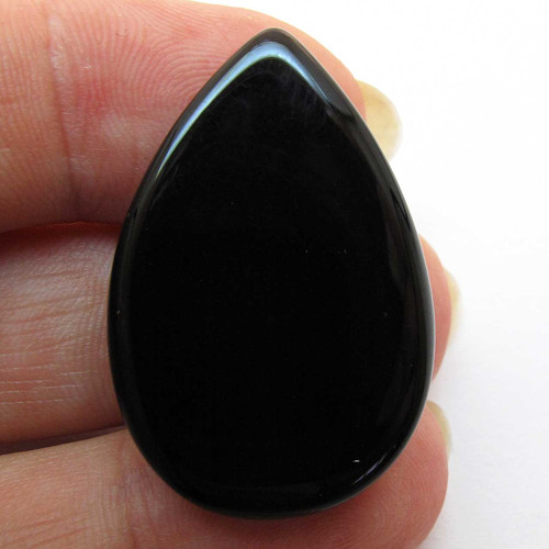 Kabošon černý onyx kapka 32mm — foto 2