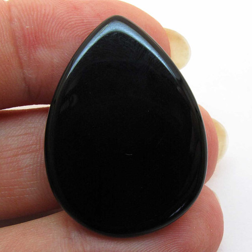 Kabošon černý onyx kapka 31mm — foto 2