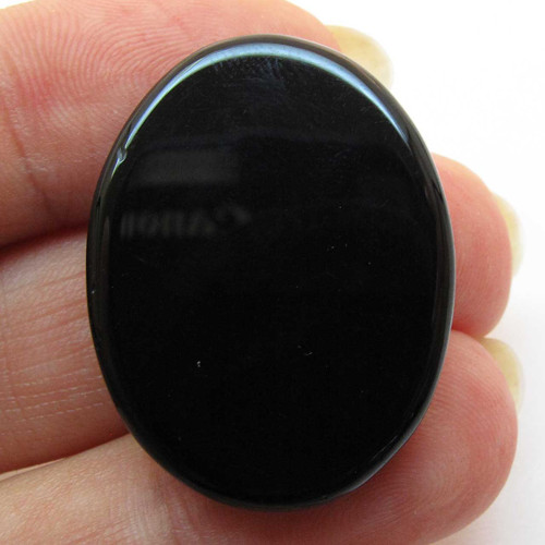 Kabošon černý onyx ovál 30mm — foto 2