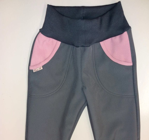 Softshellové kalhoty vel. 116 " Duo šedo-růž " — foto 3