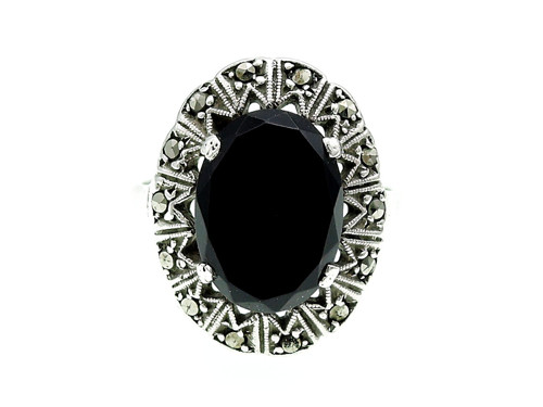 Stříbrný prsten-onyx,markazit — foto 2