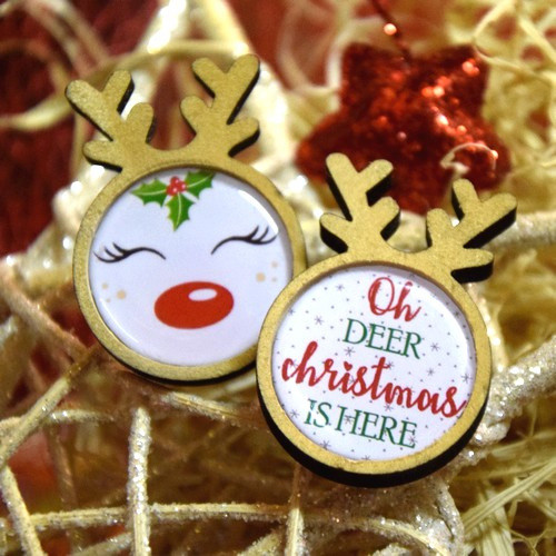 Brož dřevěný sobík - Christmas is here — foto 2