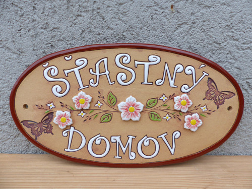 Keramická cedule ,,Šťastný domov" - růže/ na obj. — foto 3