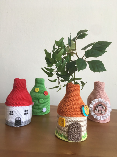Hačkovaný obal na skleničku - chaloupka muchomůrka — foto 4