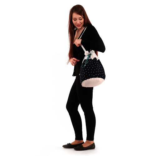 Big Bag - modrobílý s kytičkami — foto 4