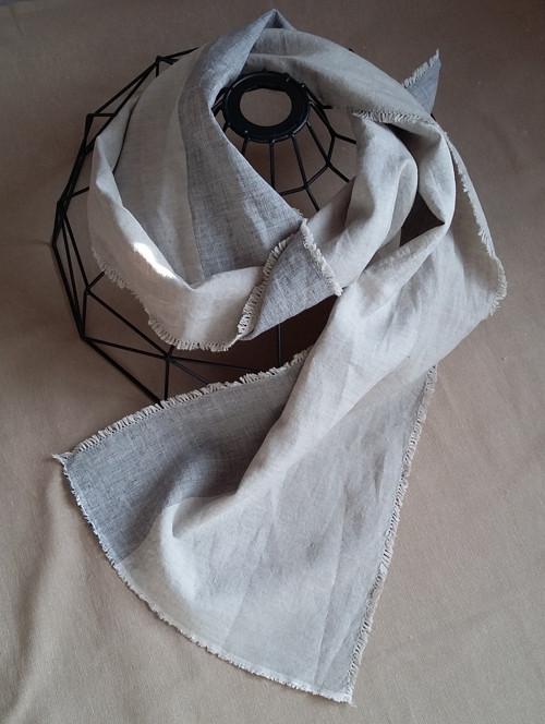 Linen line No.1 - lněná šála modrobílorežná — foto 2
