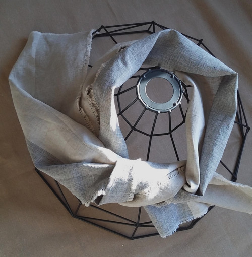 Linen line No.1 - lněná šála modrobílorežná — foto 3