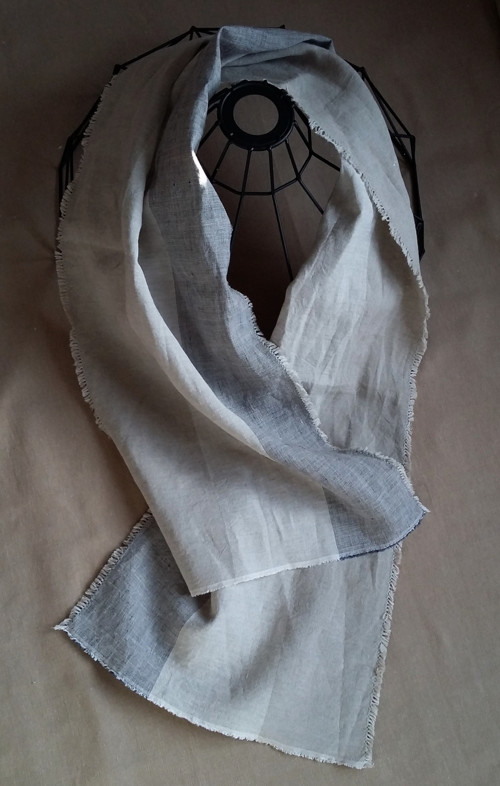 Linen line No.1 - lněná šála modrobílorežná — foto 5