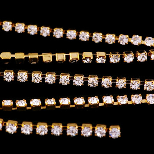 Štrasový řetěz crystal zlatý — foto 2