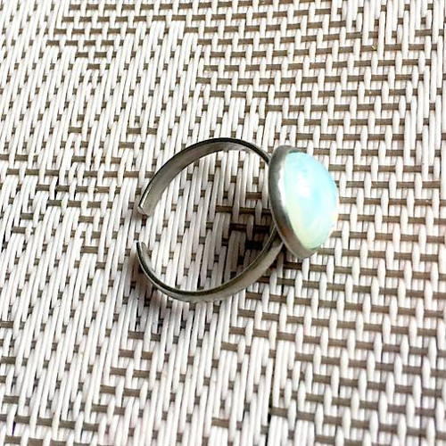 Elegantní prsten s opalitom,chirurgická ocel/ 0149 — foto 3