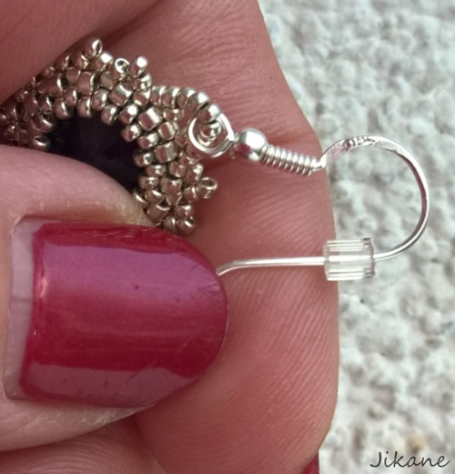 Stříbrné náušnice Swarovski hematit. — foto 3