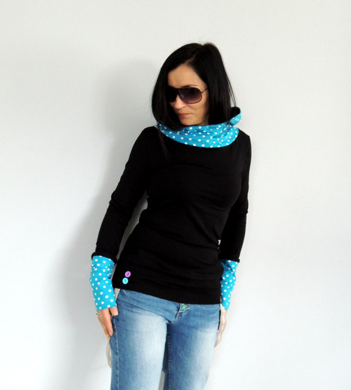 Černá mikina s puntíkem...S — foto 3