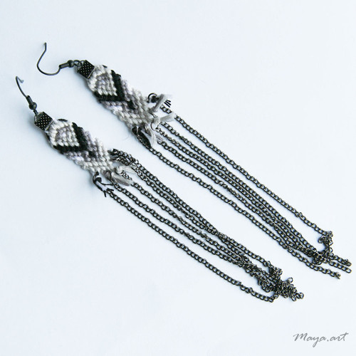Černobéžové náušnice MACRAMÉ EARRINGS — foto 2