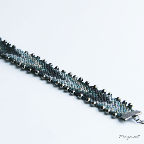 Šedomodrý náramek "MACRAMÉ BRACELET" — foto 2
